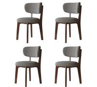 Juego de 4 sillas de comedor gris oscuro con marco de madera maciza, tapizadas de algodón y lino, asientos modernos para sala de estar, muebles de comedor elegantes y cómodos
