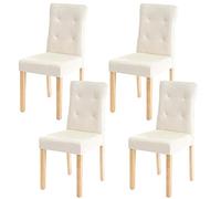 Juego de 4 sillas de comedor HWC-E58, sillas de comedor, certificado MVG, piel sintética, color crema, patas claras