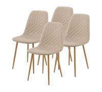 [en.casa] Juego de 4 Sillas de Comedor Köfering con Respaldo Set de 4 Sillas de Cocina Asientos Tapizados 4 Patas Redondas Textil/Acero 88 x 44 x 55 cm - Marrón Claro