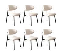 Juego de 4 sillas de comedor modernas con cojín grueso y patas de madera, ideales para cocina, comedor y sala de estar, color blanco, juego de 6