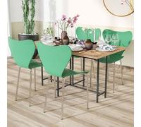 Juego de 4 sillas de comedor modernas con respaldo nórdico de plástico con patas de metal, versátiles asientos de salón y cocina, sillas tapizadas verdes para restaurante y sala de estar