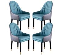 Juego de 4 sillas de comedor modernas de cuero de microfibra con respaldo ergonómico y patas de madera de haya, muebles de cocina elegantes para mostrador, salón y espacios de recepción (marrón)