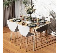 Juego de 4 sillas de comedor modernas de estilo nórdico con respaldo de plástico con patas de metal, muebles de comedor blancos para cocina, sala de estar, restaurante y salón