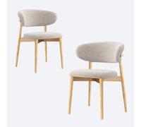 Juego de 4 sillas de comedor modernas de madera maciza, cojines tapizados de lino, respaldo curvado, diseño minimalista para el hogar y el restaurante