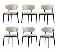 Juego de 4 sillas de comedor modernas de madera maciza, cojines tapizados de lino, respaldo curvado, diseño minimalista para el hogar y el restaurante