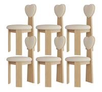 Juego de 4 sillas de comedor modernas de madera maciza de mediados de siglo, 2 y 6 cojines color caqui claro, respaldo tapizado de tela, ideal para cocina, comedor, sala de estar, oficina