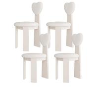 Juego de 4 sillas de comedor modernas de madera maciza de mediados de siglo, cojines de cuero y respaldos de amor para cocina, comedor, sala de estar, estudio, dormitorio (blanco)