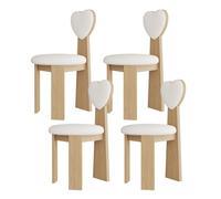 Juego de 4 sillas de comedor modernas de madera maciza de mediados de siglo con cojines de cuero y respaldos de amor, muebles elegantes de cocina, comedor, dormitorio y sala de estar (acabado blanco)