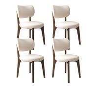 Juego de 4 sillas de comedor modernas de mediados de siglo, gruesas, resistentes a los arañazos, respaldo curvado, marco de madera duradero, muebles elegantes de cocina y comedor en acabado blanco y