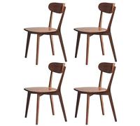 Juego de 4 sillas de comedor modernas de nogal de mediados de siglo, respaldo de roble macizo, muebles elegantes de cocina y sala de estar, diseño de calidad de restaurante para una experiencia