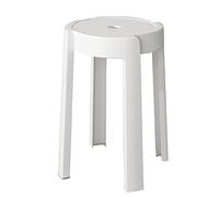 Juego de 4 sillas de comedor redondas modernas sin respaldo, taburetes apilables de plástico con conexión en forma de X y almohadillas antideslizantes, reposapiés portátil para el hogar, cocina y