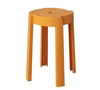 Juego de 4 sillas de comedor redondas sin respaldo, taburetes apilables de plástico con conexión en forma de X, almohadillas antideslizantes y agujero de mano, reposapiés portátil para el hogar,
