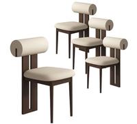 Juego de 4 sillas de comedor sencillas, sillas de comedor francesas de madera maciza, taburete de maquillaje tapizado sin respaldo, perfecto para comedor, sala de estar y decoración del hogar.