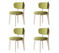 Juego de 4 sillas de comedor tapizadas, marco de madera maciza, tela de algodón y lino, diseño moderno verde hierba y blanco, muebles elegantes para sala de estar y comedor