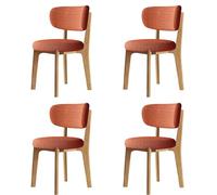Juego de 4 sillas de comedor tapizadas naranjas con marco de madera maciza, mezcla de algodón y lino, elegante asiento de sala de estar, perfecto para cocina y comedor
