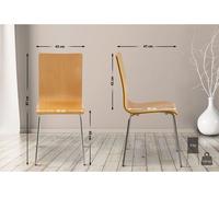 CLP Juego de 4 Sillas de Espera Pepe I Sillas para Visitas con Asiento de Madera Ergonómico I Sillas de Conferencia con Soporte Metálico Estable, Color:Natura