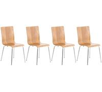 CLP Juego de 4 Sillas de Espera Pepe I Sillas para Visitas con Asiento de Madera Ergonómico I Sillas de Conferencia con Soporte Metálico Estable, Color:Roble