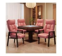 Juego de 4 sillas de oficina ejecutivas de piel rosa con reposabrazos, sillas laterales tapizadas modernas para sala de espera, elegante asiento de escritorio de oficina