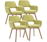 Juego de 4 sillas ergonómicas con respaldo curvado, patas de madera maciza, taburete de maquillaje tapizado, elegante y cómodo para oficina en casa, comedor y uso de belleza