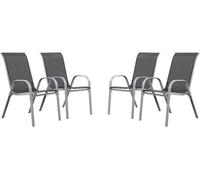 Juego de 4 sillas jardín textileno "cordoba" - phoenix - gris oscuro / plateado