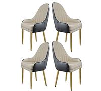 Juego de 4 sillas modernas de piel sintética con cojines gruesos y base de metal dorado, elegantes sillas laterales para cocina y sala de estar, decoración del hogar