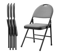 Juego de 4 sillas plegables ligeras, silla de jardín plegable con tapizado, marco metálico, hasta 150 kg, exterior/interior, calentador apilable para camping, cocina, playa, bar, comedor (88 x 50 x 47
