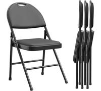 Juego de 4 sillas plegables ligeras, silla de jardín plegable con tapizado, marco metálico, hasta 150 kg, exterior y interior, calentador apilable para camping, cocina, playa, bar, comedor (88 x 50 x