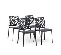 Juego de 4 Sillas TRIXY en Polipropileno con Fibra de Vidrio, Apilables, Duraderas, Resistentes , Ideales para Jardín, , y Espacios Interiores, Diseño Moderno y Minimalista
