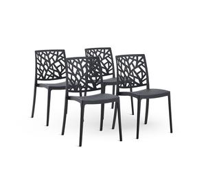 Juego de 4 Sillas TRIXY en Polipropileno con Fibra de Vidrio, Apilables, Duraderas, Resistentes , Ideales para Jardín, , y Espacios Interiores, Diseño Moderno y Minimalista