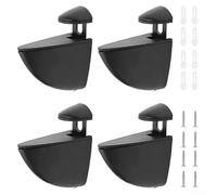 Juego de 4 soportes ajustables para estantes de vidrio, soportes de aleación de zinc para vidrio de grosor de 2 a 21 mm, kit de soporte de pared negro resistente para el hogar, oficina, cocina y ducha