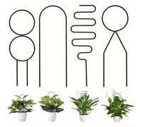 Juego de 4 soportes de enrejado de metal para plantas trepadoras con formas irregulares diseñados para promover un crecimiento saludable y mejorar la estética del jardín (negro)