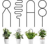 Juego de 4 soportes de enrejado de metal para plantas trepadoras con formas irregulares diseñados para promover un crecimiento saludable y mejorar la estética del jardín (barra transversal negra)
