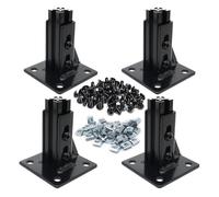 Juego de 4 soportes de esquina de extrusión de aluminio 2020 con ranura en T, soporte de esquina de base de montaje en suelo serie 20 con tuerca de perno M5 para ranura T V 20/20, base de fijación de