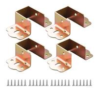Juego de 4 soportes de riel de cama en forma de U resistentes bisagras de soporte de acero laminado en frío para estabilidad y durabilidad del marco de cama de madera (oro de 32 mm)