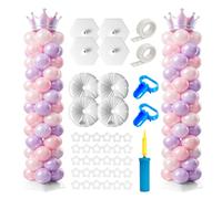 Juego de 4 soportes para globos, 2 m de altura, telescópica de metal ajustable, reutilizable para suelo con bases/bomba, torre de globos para cumpleaños, boda, Navidad, graduación, decoraciones de