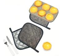Juego de 4 soportes para ollas resistentes al calor para manejar utensilios de cocina calientes de forma segura, diseño antideslizante para un mejor control en superficies lisas (4 unidades, gris)