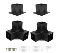 Juego de 4 soportes para pérgola con tornillos para un montaje seguro en estructuras al aire libre, acero al carbono, resistente a la corrosión, para pérgolas, cobertizos y patios