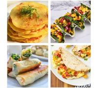 Juego de 4 soportes para tacos de acero inoxidable con taza, estante para tacos para cocinar y servir tacos, rollitos de primavera, sándwiches, pescado, pollo, para rollos suizos, picnic (C)