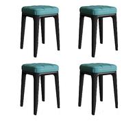Juego de 4 taburetes apilables cuadrados de piel sintética con asientos acolchados, taburete portátil de plástico de cuatro patas para desayuno, comedor, silla de asiento en casa (azul claro)
