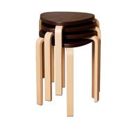 Juego De 4 Taburetes Apilables De Madera Maciza Taburetes Portátiles Apilables Para Oficina Y Fiestas, Taburete Retro Sin Respaldo Para Comedor Taburete Para Cambiarse De Zapatos(Coffee brown)