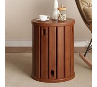 Juego de 4 taburetes apilables, madera maciza versátil para el hogar y la oficina, mesa auxiliar funcional, mesa auxiliar, mesa auxiliar y mesita de noche, elegante diseño redondo negro