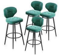 Juego de 4 taburetes de bar de cocina negros, sillas giratorias tapizadas con respaldo alto con reposapiés, ideales para islas de cocina, comedores y restaurantes