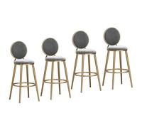 Juego de 4 taburetes de bar de desayuno, moderna silla de bar de terciopelo con asiento tapizado y reposapiés de metal, ideal for mostradores, bares en casa e islas de cocina.(Gold-Gray,75cm/29.5in)