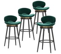 Juego de 4 taburetes de bar giratorios blancos con altura de mostrador trasero tapizados con reposapiés para cocina, comedor, cafetería, 25.6 pulgadas de alto