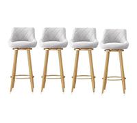 Juego de 4 taburetes de bar giratorios de terciopelo con respaldo y reposapiés, sillas de comedor para cocina, isla, cafetería, pub, elegantes taburetes blancos de 65 cm