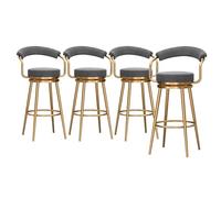Juego de 4 taburetes de bar giratorios modernos con respaldo y patas de metal, tapizados de terciopelo para isla de cocina, altura del asiento 75 cm