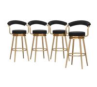 Juego de 4 taburetes de bar giratorios modernos con respaldo y patas de metal, tapizados de terciopelo para isla de cocina, altura del asiento 75 cm
