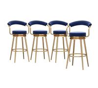 Juego de 4 taburetes de bar giratorios modernos con respaldo y patas de metal, tapizados de terciopelo para isla de cocina, altura del asiento 75 cm