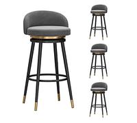 Juego de 4 taburetes de bar modernos de terciopelo con respaldo y reposapiés, sillas de cocina con altura de mostrador para desayuno, altura del asiento ajustable 65/75 cm, diseño elegante y cómodo