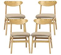 Juego de 4 taburetes de bar, sillas giratorias de madera maciza con respaldo y cojines para encimera de cocina o restaurante